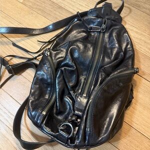 Rebecca Minkoff - Black Leather Zipper Backpack